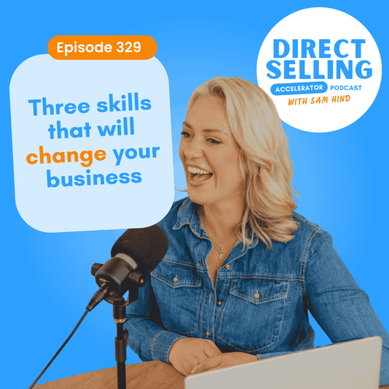 Podcast graphic featuring Sam Hind and business skills topic